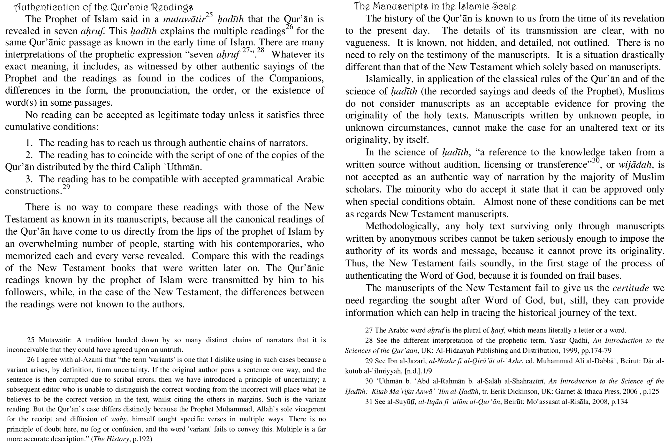 Authentication Of The Qur'anic Readings