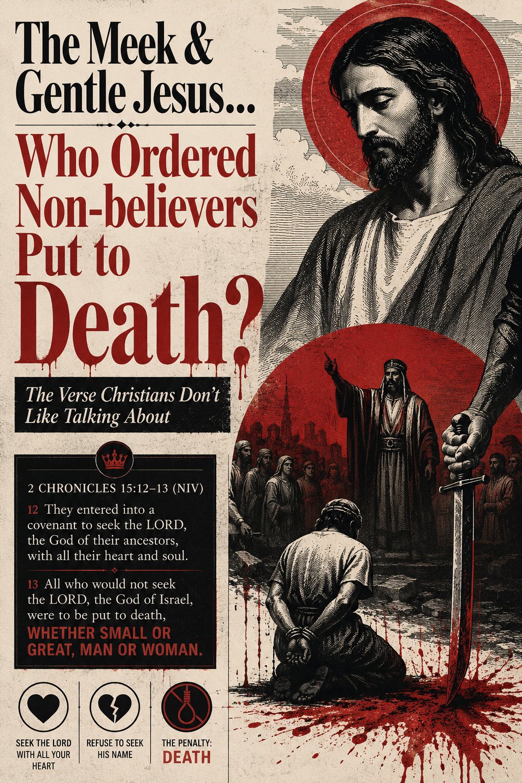 Meek and Gentle Jesus Ordered Non-Believers Put to Death
