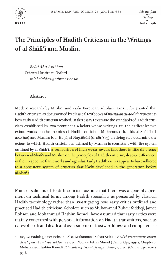 Principles of Hadith Criticism