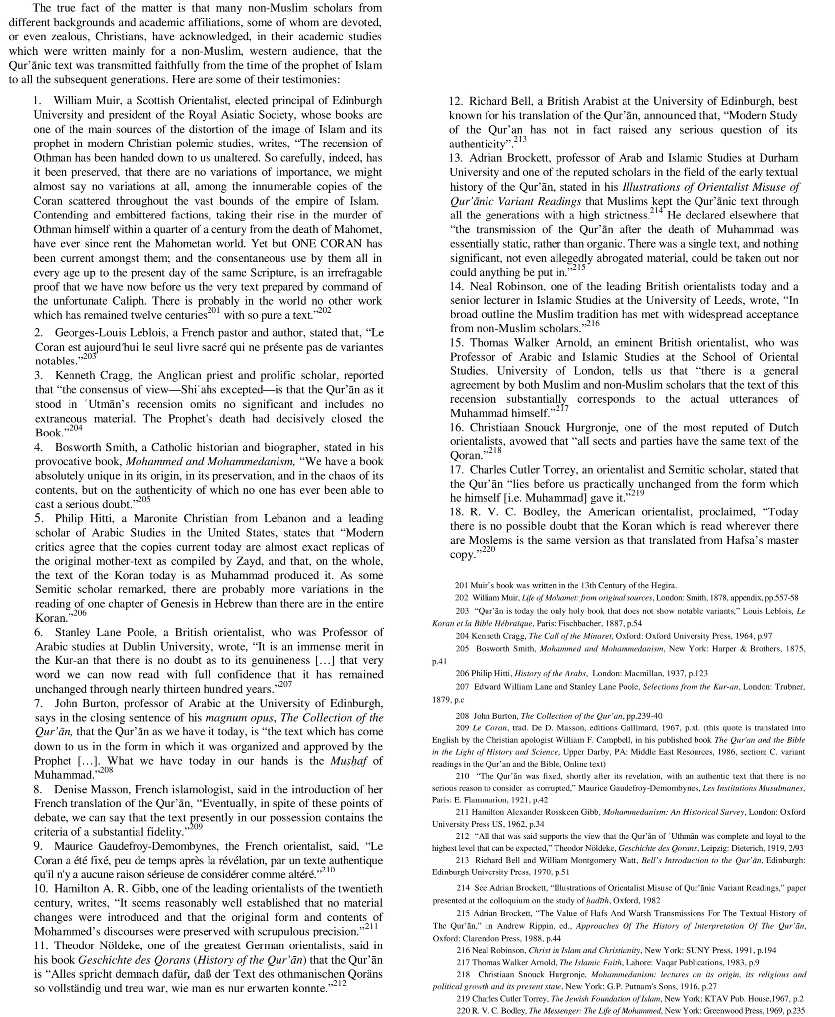 Non-Muslim Testimonies On Qur'an Preservation