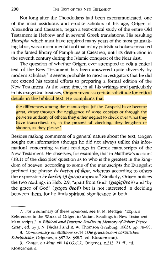 Origen and Scriptural Texts